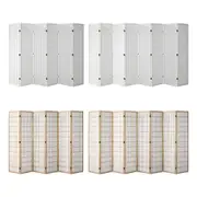 Oikiture 6/8 Panel Room Divider Privacy Screen Partition Timber Farbic Natural