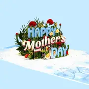 Happy Mother's Day Blue Spring Flower Garden 3D Card