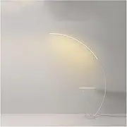 Modern Arc Floor Lamp for Living Room, Floor Lamp with Table, Contemporary Over The Couch Lamp Standing Lamps for Bedroom Office Standing Light(White)