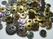 80pc Button Lot Metal & Plastic Buttons Sewing Costumes Clothing Repair Crafts