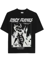 God Made Holy Flames Printed Cotton T-shirt - Black XL