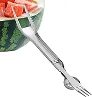 Uoqpty Stainless Watermelon Slicer | Fruit Cube Slicer Stainless Steel | Handheld Non-Slip Watermelon Cutter with Fork for Fruit Salad Meal Prep Baking Picnic Cooking Kitchen