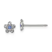 Titanium Inverness 4mm Rose Crystal Bezel Earrings