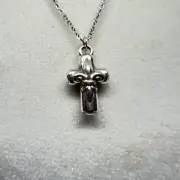Brighton Holy Grail Cross Fleur De Lis Pendant Necklace Silver Plated NWT Dainty