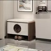 Wooden Storage Bench with 2 Cabinet Doors,Entryway Bench with Shoe Storage Wooden Shoe Rack Bench with Cushion Seat & Adjustable Shelves,Storage Bench for Entryway End of Bed,Hallway(60*34*45cm, B)