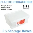 5x Stackable Plastic Storage Box Container Organiser Table Desk Basket Bin Small