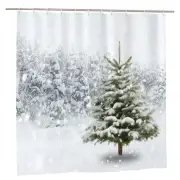 Christmas Snow Tree Shower Curtains, Natural Winter Forest Snowflake Snowfall