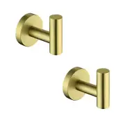 Bathroom 2-Piece J-Hook Robe/Towel Hook Towel Hook in Stainless Steel Gold