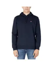 Napapijri Cotton Hoodie Sweater with Stretch Blend Men Blue