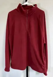 NWT Cotton On Mens Fleece Pullover Quarter Zip Long Sleeve Shirt Dark Carmine XL