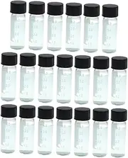 VINTORKY 20Pcs Screw Neck Chromatography Vials with Black Solid Lid and Glass Sample Storage Bottles for Reagents and Serum Scaled Liquid Containers with Airtight Lids