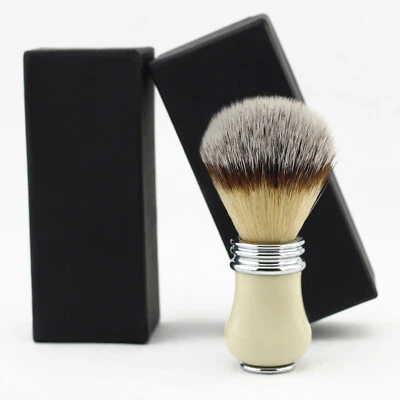 Haryali Barber Salon Wet Shaving Synthetic Silver Tip Bristles Brush Ivory Color