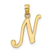 14KY Script Letter N Initial Pendant Bracelet Necklace