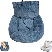 Pelzbarn Car Seat, Pelzbarn Car Seat Dog, Dog Bed with Safety Straps, Fluffy Safety Pet Cars Seats with Removable Cushion, Travel Bed for Small & Large Dogs, Easy to Clean (Blue,L)