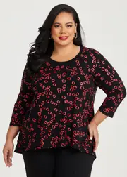 [TS] Taking Shape Natural Rouge Spot Top Size 26 in Print, Viscose - Plus Size Women's Clothing Print