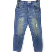 NWT Wildfox 24 Baggy Crop Jeans Davinci Wash Paint Splatter