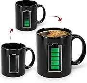 CTTPEG Heat Changing Mug,Heat Changing Sensitive Mug Ceramic Heated Coffee Mug of Novelty Battery Charging Design Mug,12oz Black Cute Tea Cup