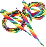 [JDFHFGB] 1Pair Rainbow Shoelaces,Gay Pride Rainbow Striped for Sneakers,Suitable for Canvas Shoes,Small White Sports Shoes,Rainbow Pride Shoelaces