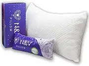 N&V Premium King Size Pillow for Sleeping - Shredded Memory Foam Fill, Washable Cover from Bamboo Derived Rayon - for Side, Back, Stomach Sleepers - CertiPUR-US Certified