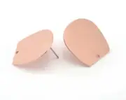 1 pair Earring Stud Posts One Hole Semi circle raw copper 25mm 3753