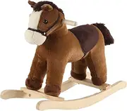 ROCK MY BABY Plush Rocking Horse, Soft Filling Ride on Pony, Rocking Animal, Stuffed Rocker for Kids 18 Months and up (Dark Brown)