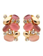 [Barcs] Gem Cluster Clip On Earring in Pink