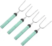Ciieeo 4pcs Telescopic Barbecue Forks U Shaped Skewers with Handles for Camping Parties and Outdoor Cooking Easy to Carry and Store BBQ Supplies