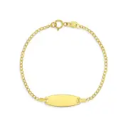 Oval Engravable ID 5.5" Baby/Toddler/Kids Bracelet Curb Chain - 14k Gold