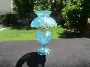 Rare Light Blue LG WRIGHT MINI OIL LAMP, No Globe or Chimney