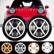 Pair 7" INCH LED Headlights Hi/Lo Angel Eyes For Mazda RX-7 1979-1958 Miata Na