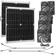 Riakrum 20W 16V Solar Panel Exhaust Fan Kit USB Portable Solar Powered Fan Su...