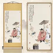 decorative paintings,Scroll Painting,Prints Canvas Scroll Paintings Chinese scroll art Chinese ornaments figure painting, can be hung as room decoration (Color : A, Size : ( Color : B , Size : 45*140c