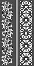 CrafTreat Floural Border Stencils for Painting on Canvas, Wallart, Bullet Journal Notebook and Scrapbook - Flower Border Stencil 2Pcs - 3"X12" Indian Stencils - Reusable Stencil Arts & Crafts Supplies