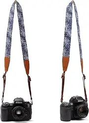 Camera Strap, Universal Denim Small Floral SLR Digital Camera Strap Micro Single Shoulder Strap for DSLR Camera (Color : Blue, Size : 120x3.9cm)