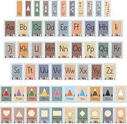 Boho Alphabet Number Bulletin Board Set Moving Mountain ABC Letters Line Poster Classroom Decor Colors Shapes Cutout Mountain Wall Educational Learning Card for Teacher Supplies Preschool Kindergarten