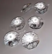 12 Vintage 22 mm Crystal Chandelier Octagon 2 Hole Beads - NOS