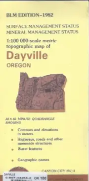 BLM 1:100,000 edition topographic map Dayville Oregon