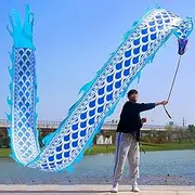 MIXXON Dragon Poi Ribbon for Gymnastics, Chinese-Style Dragon Poi Ribbon with Head, 3D Blue Dragon Poi for Play in Gym, Park, Yard, and More,8m(26.2ft)