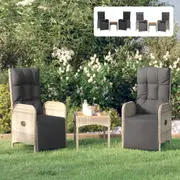 Garden Reclining Chairs 2 pcs with Table Black Poly Rattan Multi Colours vidaXL