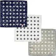 Nishio IBT-303-3P Imabari Towel Certified Hand Towel, Set of 3 Colors, Made in Japan, 100% Cotton, 7.9 inches (20 cm), Double-Sided Pile, Water Absorbent, Cross Pattern, Imabari Mini Towel