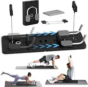 Foldable Pilates Reformer Board with Ab Roller & Elbow Support, Multi-Functional Pilates Board with Timer, 440 Lbs Load Capacity, Ab Exercise Machine, Workout Equipment for Home Gym Black