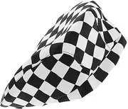 [PACKOVE] Checkered Print Chef Hat Unisex Baking Cap for Food Service Lightweight Comfortable for Hotels Cafes Restaurants Secure Fit Culinary Headwear