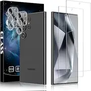 [Cnarery] Screen Protector for Samsung Galaxy S24 Ultra, [2+2 Pack]Tempered Glass and Camera Lens Protector, Support Fingerprint Unlock[Case Friendly][Easy Installation][9H Hardness]