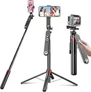 Huryfox Selfie Stick Phone Tripod - 180cm Tall Cell Phone Holder with Detachable Wireless Remote, Phone Stand for Recording, Video and Picture, Compatible with iPhone, Android Phone, Camera & Gopro