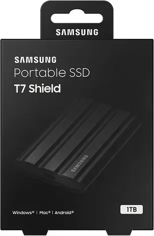 【折300+10%回饋】【美國代購】SAMSUNG 三星 T7 Shield 1TB,可攜式 SSD,高達 1050MB/s,USB 3.2 Gen2,堅固,IP65 等級,適用於攝影師、內容創作者和遊戲,外接固態硬碟(MU-PE1T0S/AM,2022),黑色