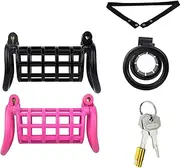 SAHOOSAFETY Penis cage device sex toy can bind two male penises at once with four pairs of different sized penis rings SM sex toys for men(Schwarz)
