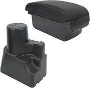 Dual Layer Center Console Armrest Storage Box, Adjustable, Compatible with Kia Picanto - Armrest Storage with 3 USB Ports, LED Ambient Light