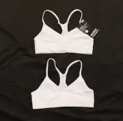BONDS Girls' Super Stretchy Racer Crop Top 2-Pack DM3 White Size 8-10 NWT