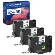 3PK Black/White Label Tape Compatible for Brother P-touch PT350 TZ Tze-251 1"