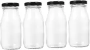 LABRIMP 4pcs Milk Bottle 1 Gallon Glass jar with lid Bottles for juicing Glass jug Coffee Tumbler Beverages Bottle Glass containers Juice Container Bottles Travel soda Bottle with Cover